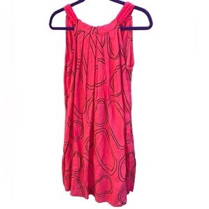 Bellambia 100% linen pink and navy sleeveless halter neck mini dress